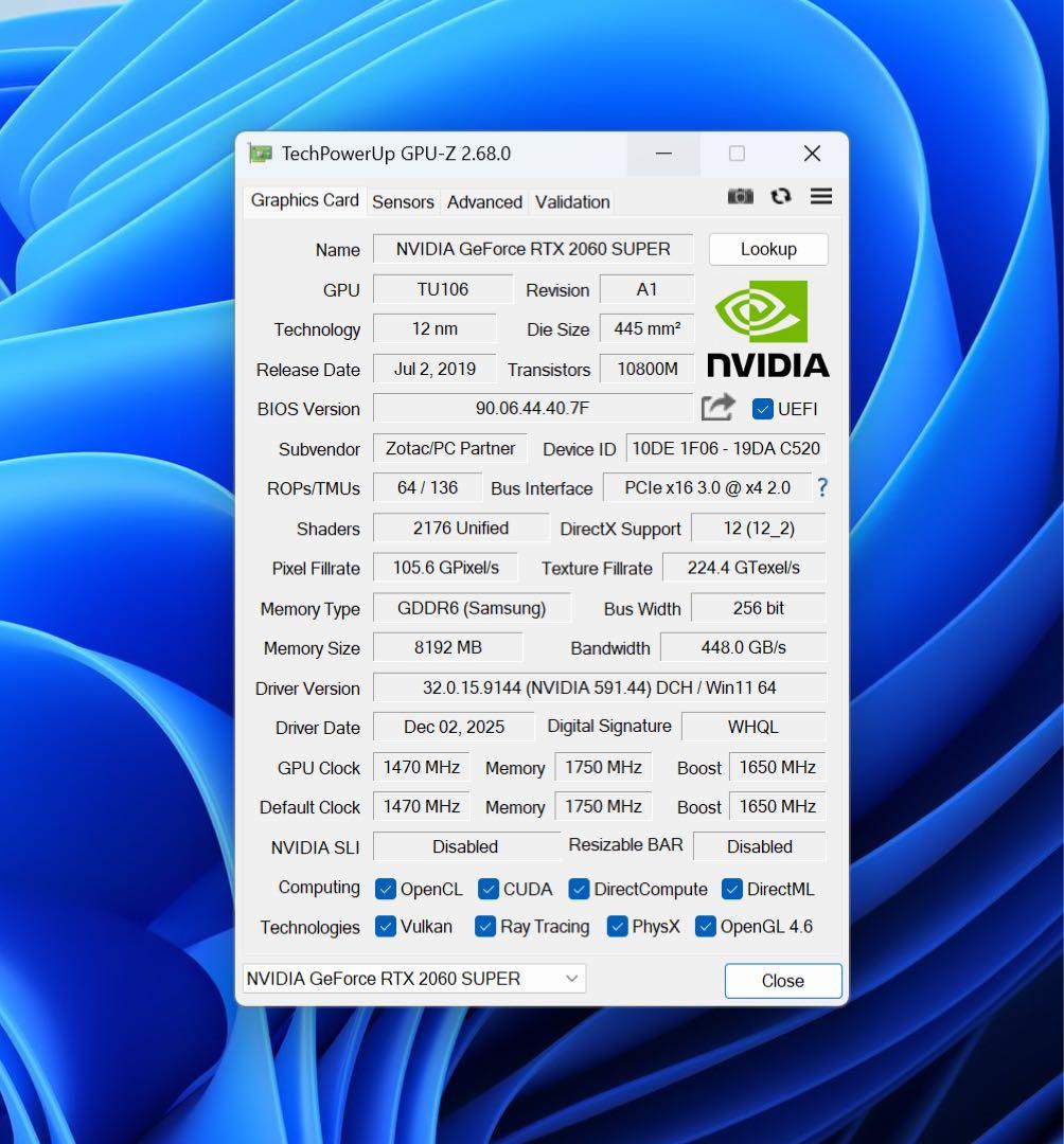 NVIDIA GeForce RTX 2060 SUPER 8GB OEM品