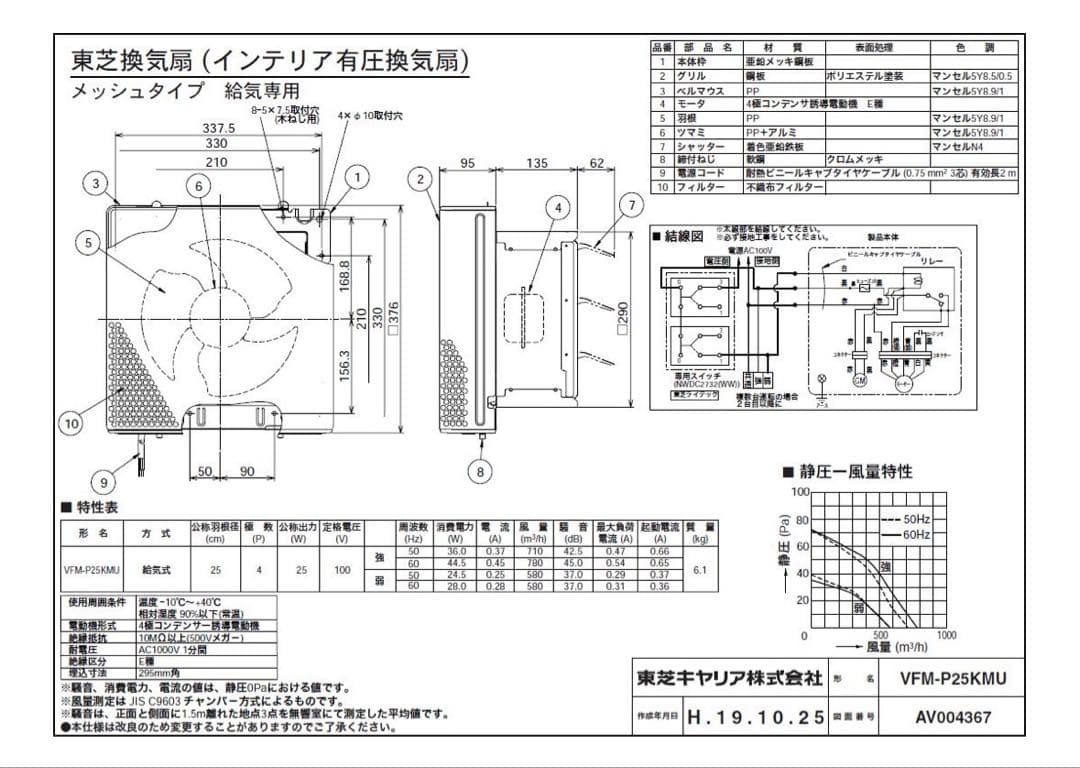 東芝　VFM-P25KMU インテリア有圧換気扇　新品未使用（訳あり）