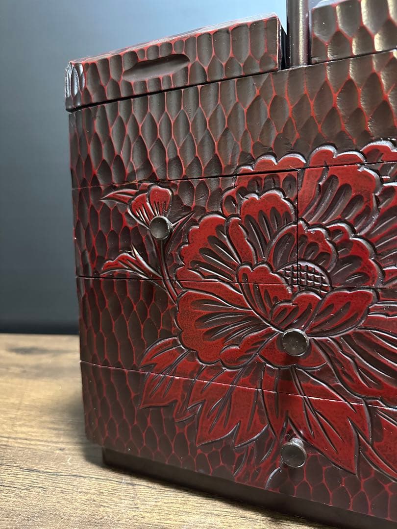 鎌倉彫　裁縫箱　ソーイングボックス