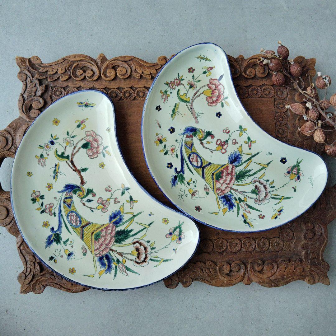 GIEN ジアン シノワズリプレート2枚セット　 フランスアンティーク