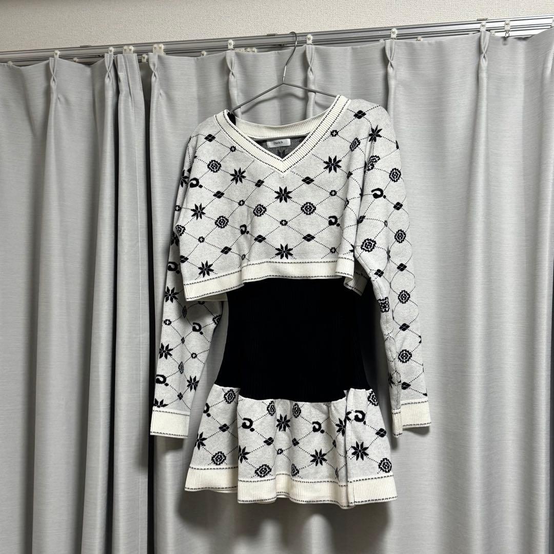 【Darich】アンサンブルスノーロゴニットミニワンピース　ホワイト