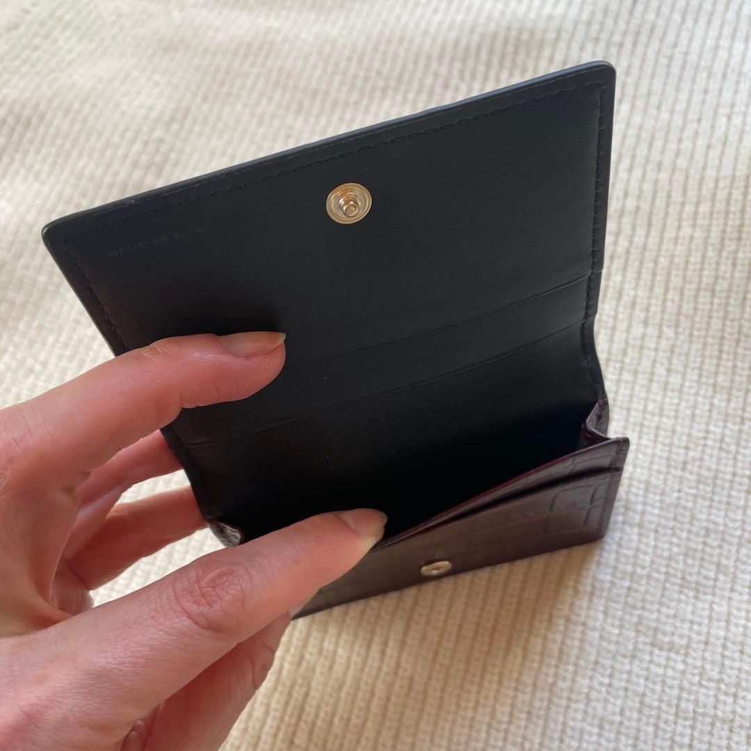 【値下げ！】スマイソン ほぼ未使用 イタリア製 名刺入れ 牛革 クロコ型押し