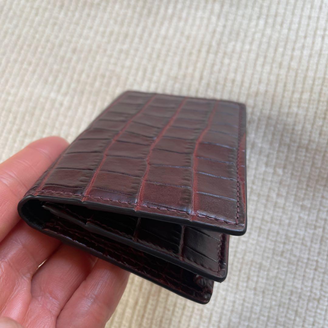 【値下げ！】スマイソン ほぼ未使用 イタリア製 名刺入れ 牛革 クロコ型押し