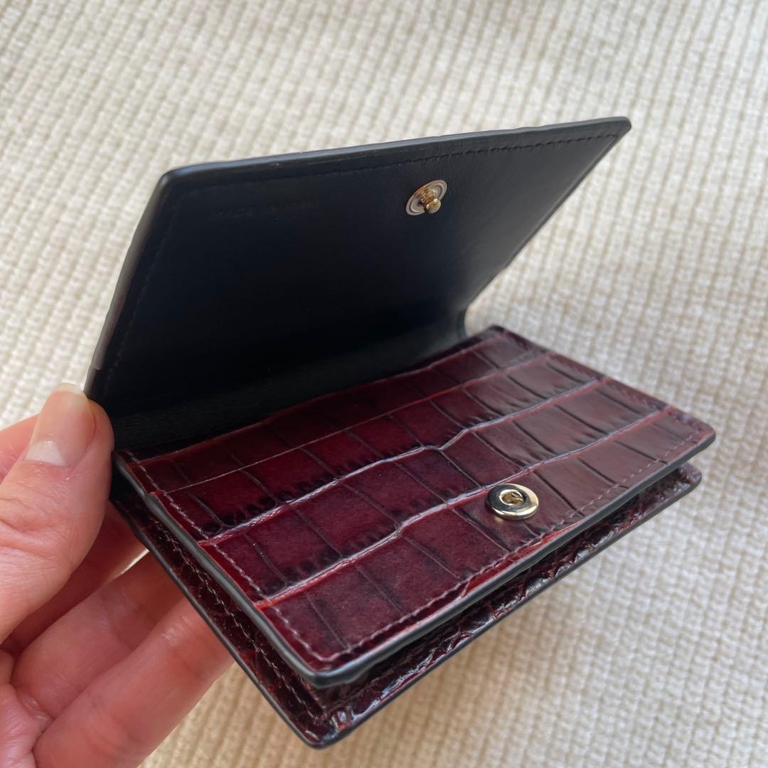 【値下げ！】スマイソン ほぼ未使用 イタリア製 名刺入れ 牛革 クロコ型押し