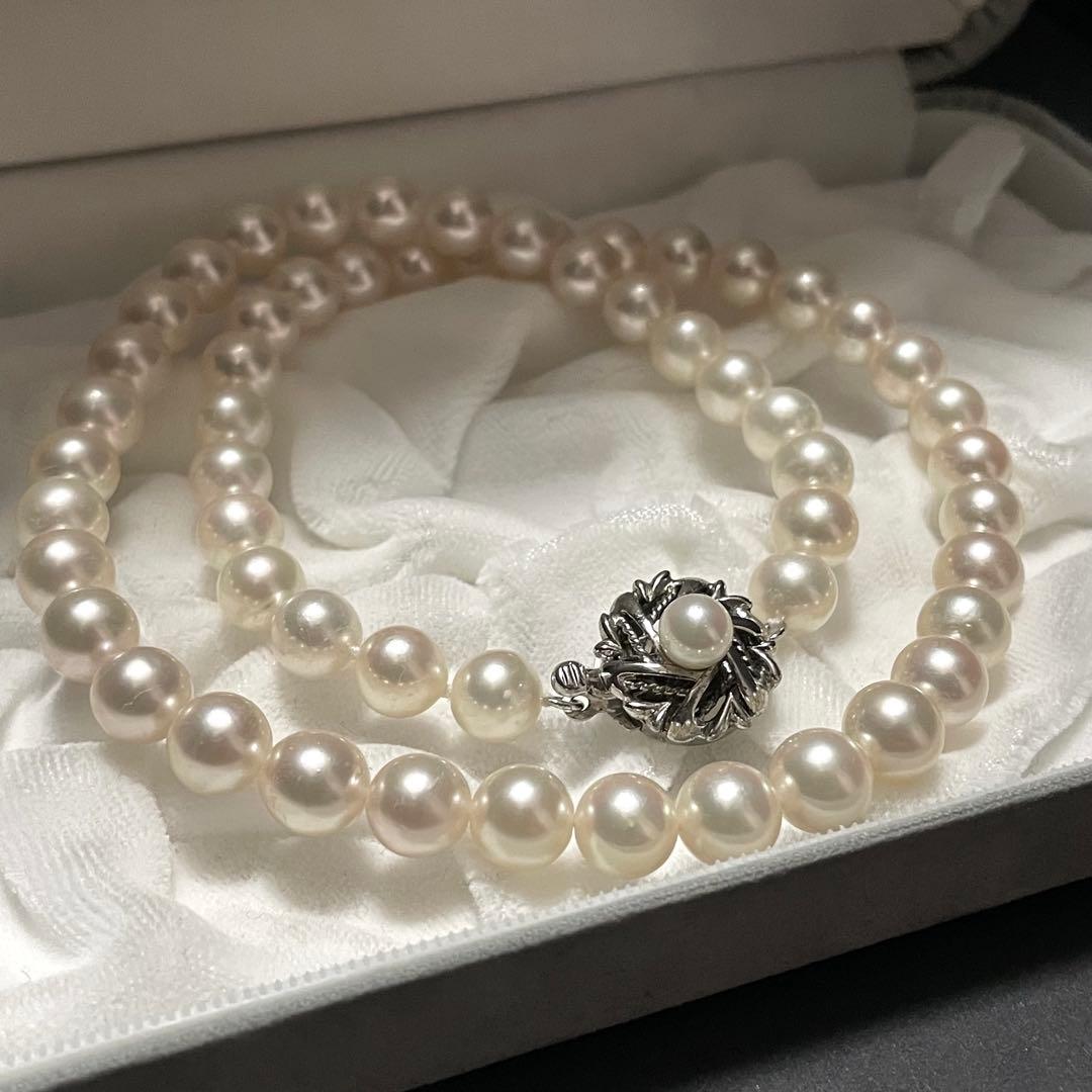【テリ良✨美品】あこや本真珠 ネックレス 7.5-8.0 アコヤパール シルバー