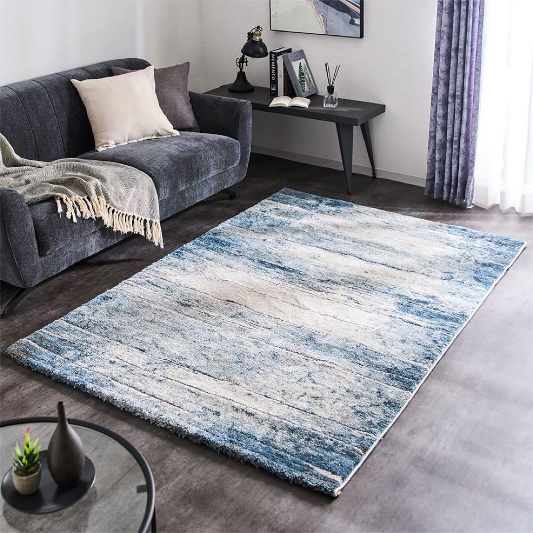 Prevell★青とグレーのラグ