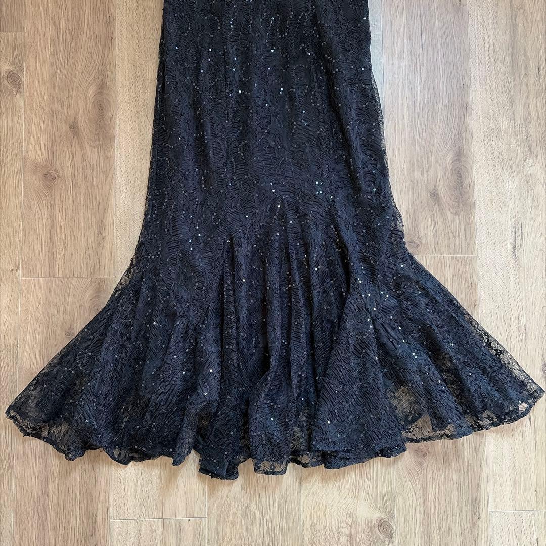 Leja 2wayレース花柄オフショルダーマーメイドワンピースドレス　黒　結婚式