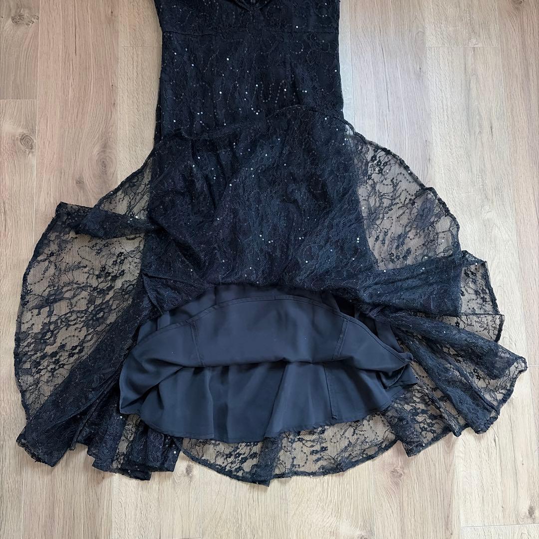 Leja 2wayレース花柄オフショルダーマーメイドワンピースドレス　黒　結婚式