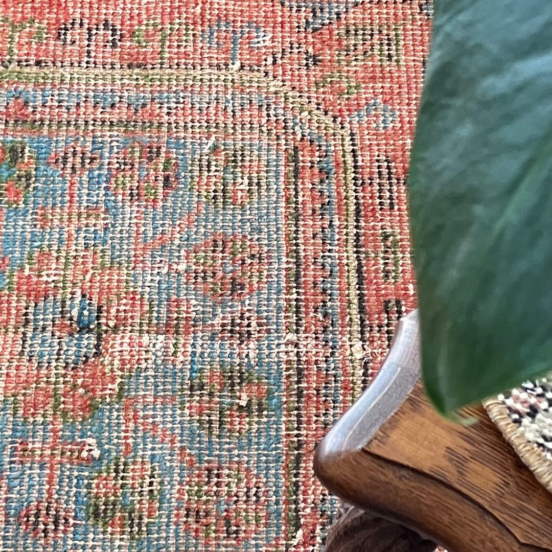 シャビーオレンジ78×190/ 3Box ブルーグリーン　トルコヴィンテージラグ