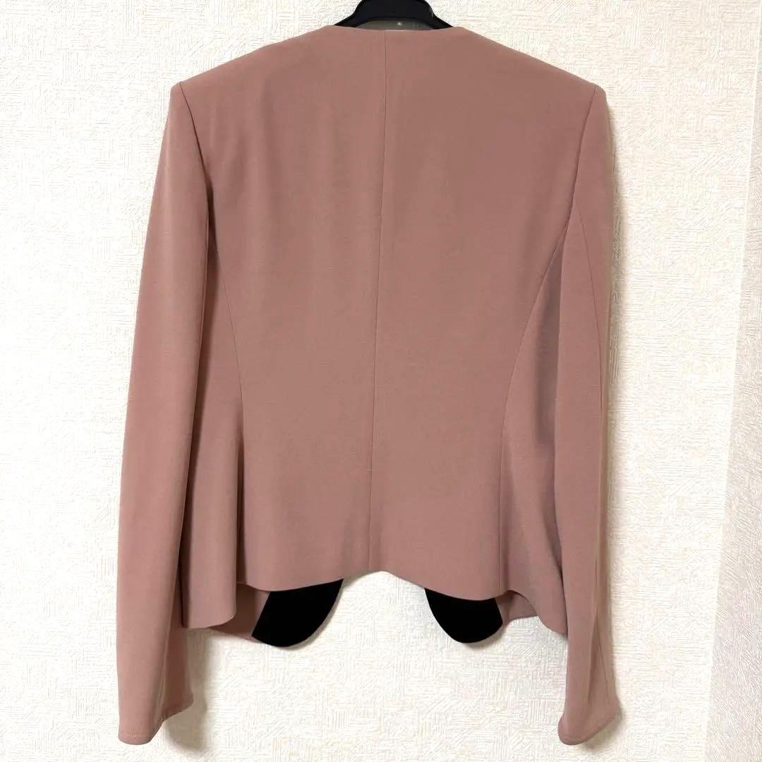 ベイジ　ジャケット くすみピンク ノーカラー