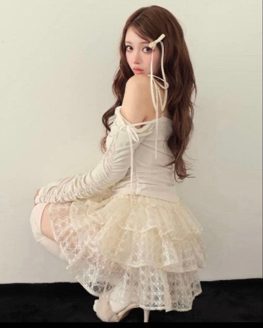 mmeeme Ribbon ribbed knit リボン ニット トップス