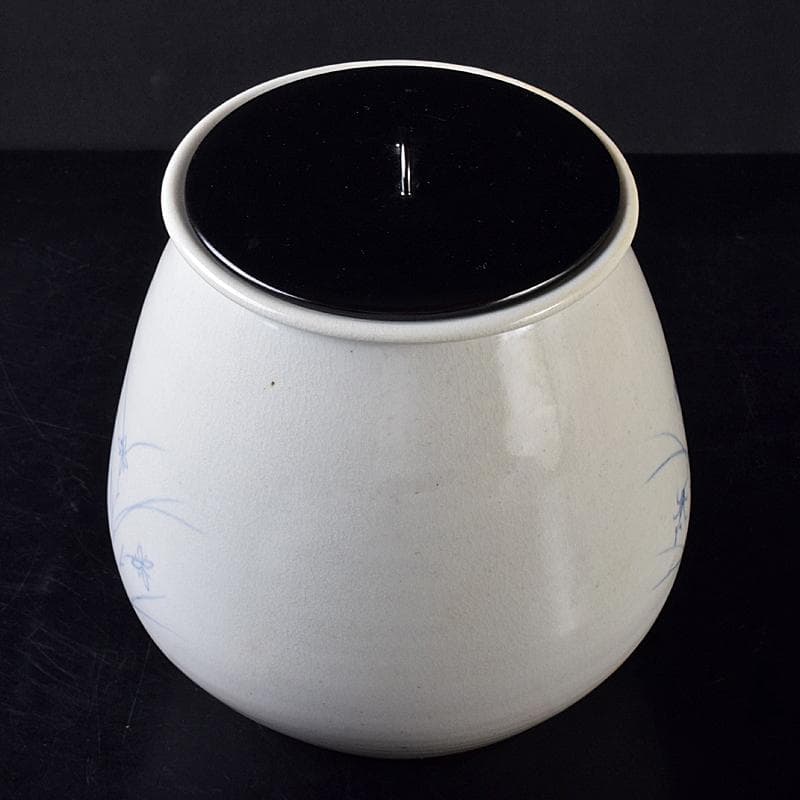 銀杏の木 　安東五作　樊川窯　青華　花文　水指　共箱　M　R8709B