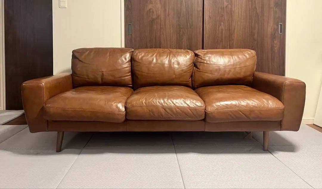 【送料込】unicoウニコ　MOLNモルン レザーソファ3シーター　3人掛け