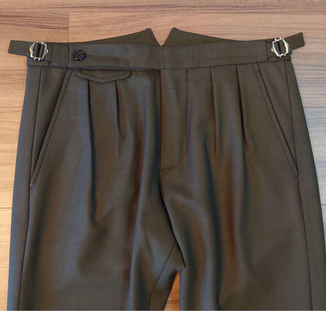 美品 ベルウィッチ 春夏 トロピカルウール グルカパンツ グリーン 42サイズ