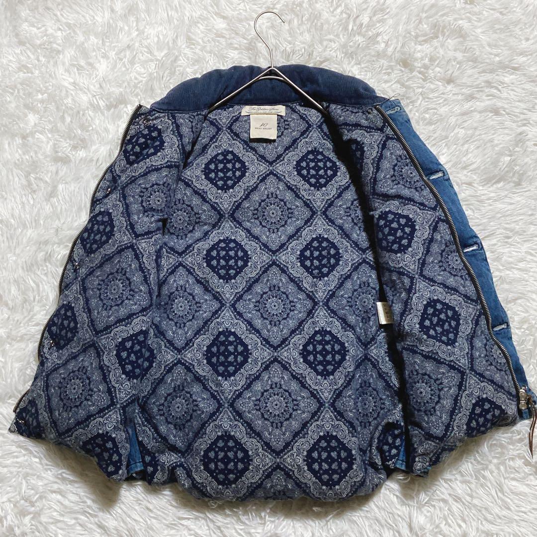 あんぼ ⭐️レミレリーフ　ダウンベスト　インディゴ　スタッズ　スカーフ柄　S