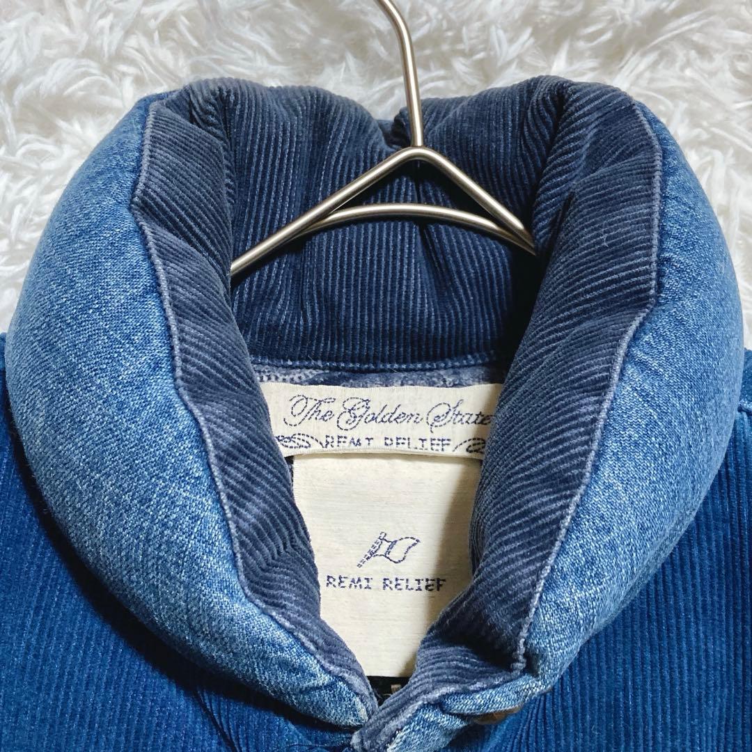 あんぼ ⭐️レミレリーフ　ダウンベスト　インディゴ　スタッズ　スカーフ柄　S