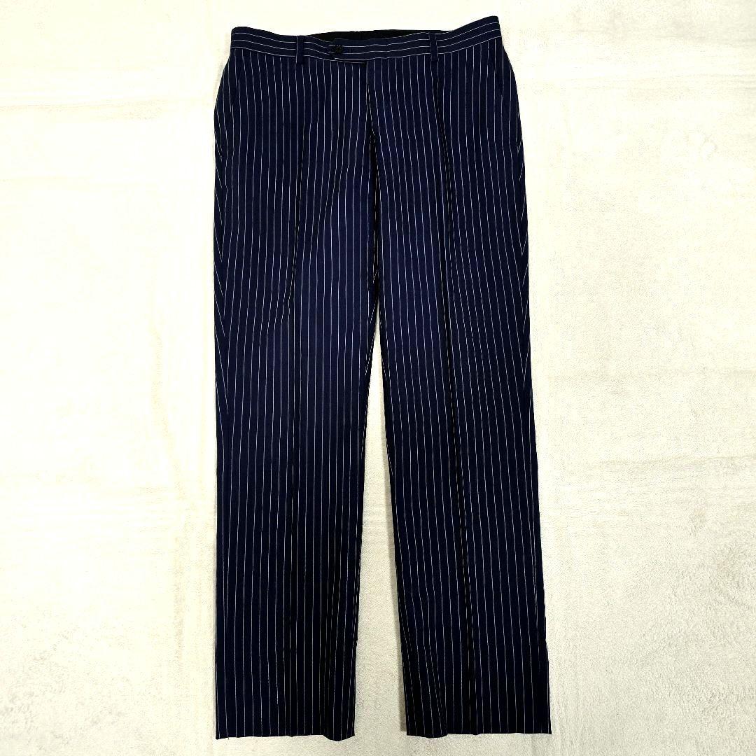 極美品 スーツセレクト 3ピース スーツセットアップ ストライプ ネイビー Y6