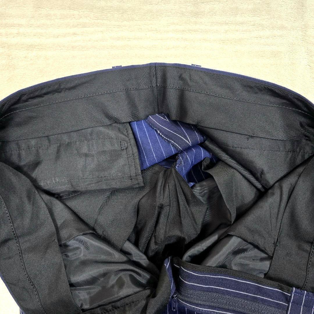 極美品 スーツセレクト 3ピース スーツセットアップ ストライプ ネイビー Y6