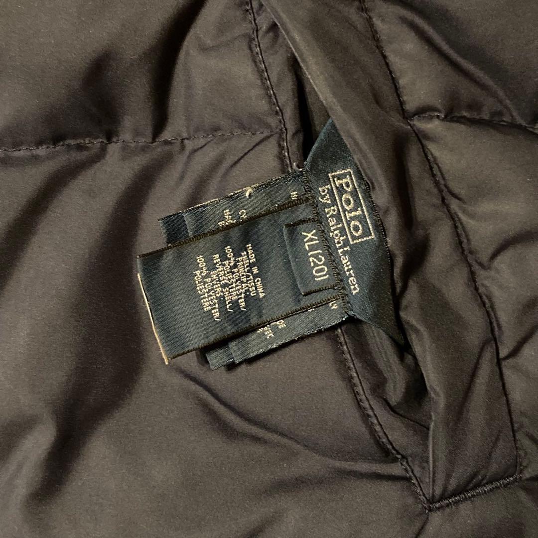 【ポロラルフローレン】ダウンベスト　リバーシブル　ネイビー　刺繍ロゴ　M相当　g