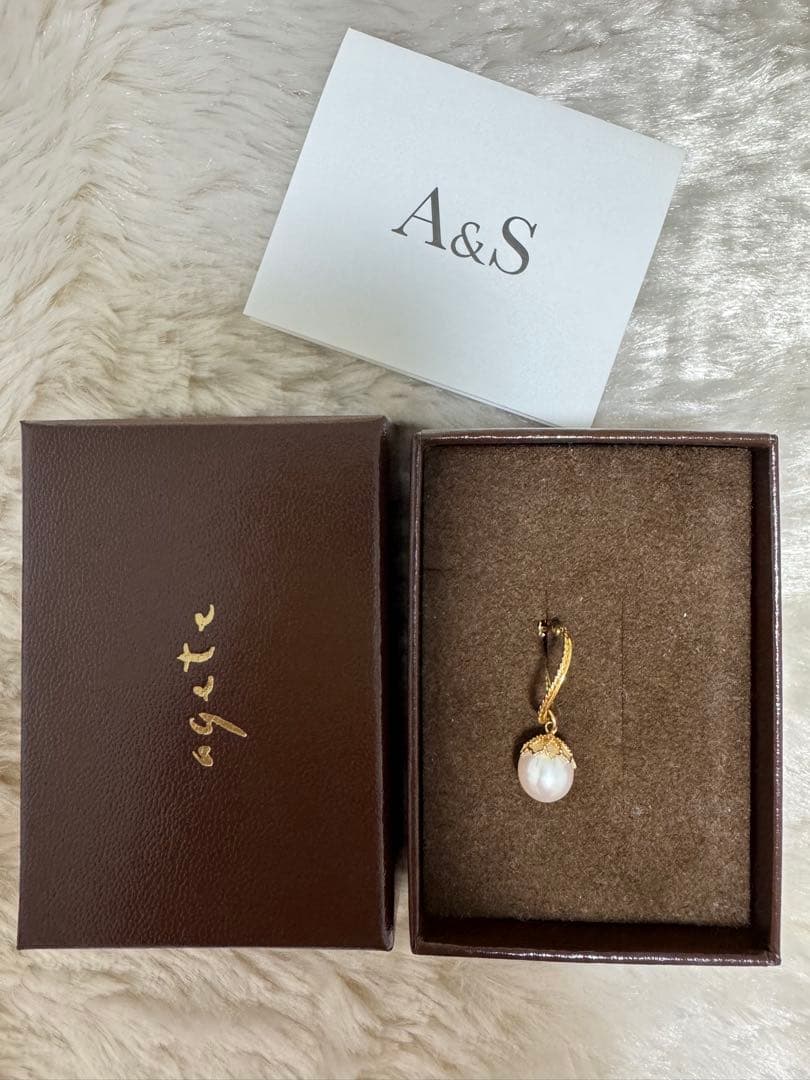 ★ アガット　ピアス(片耳)K18 ピアスたチャーム淡水パールＫ10(片耳)