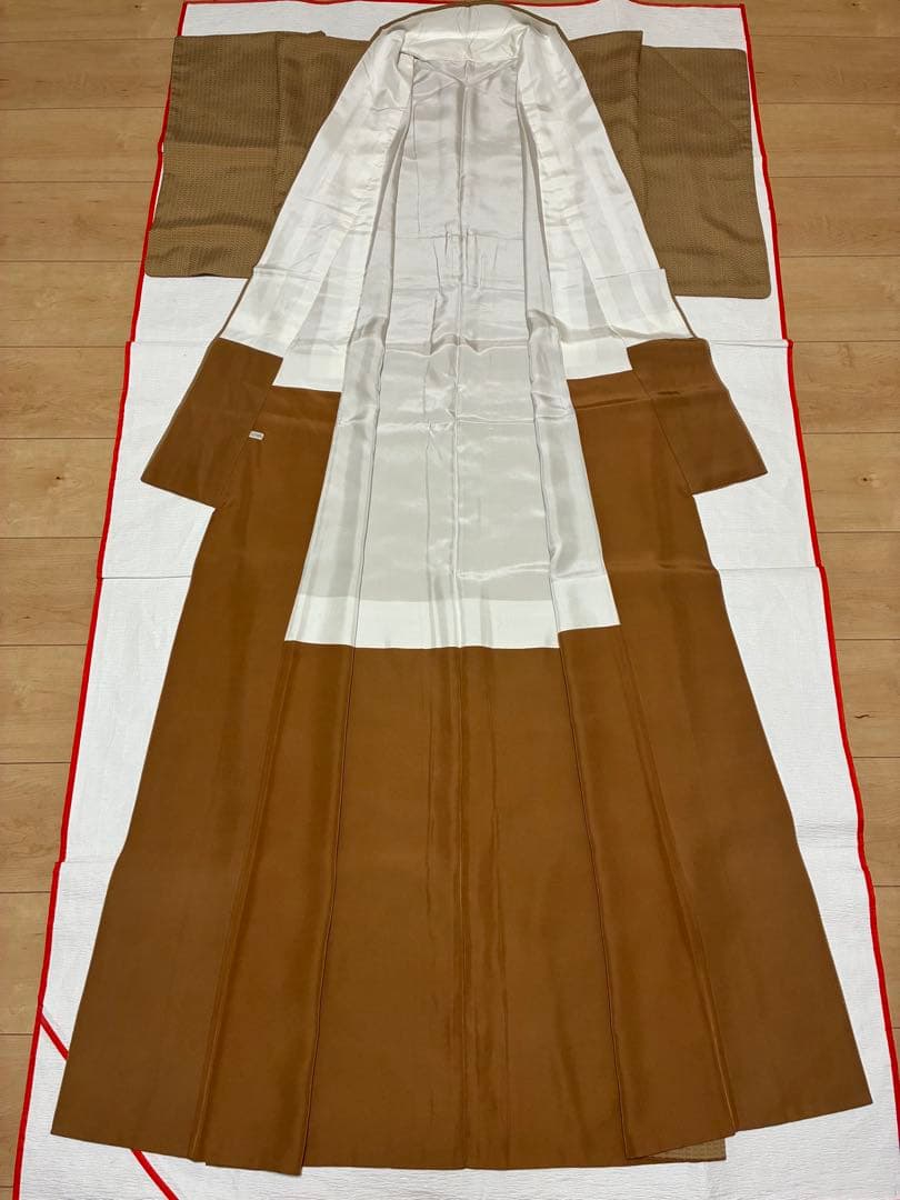 年末年始セール！　袷　紬　御召　小格子　裄67cm 正絹