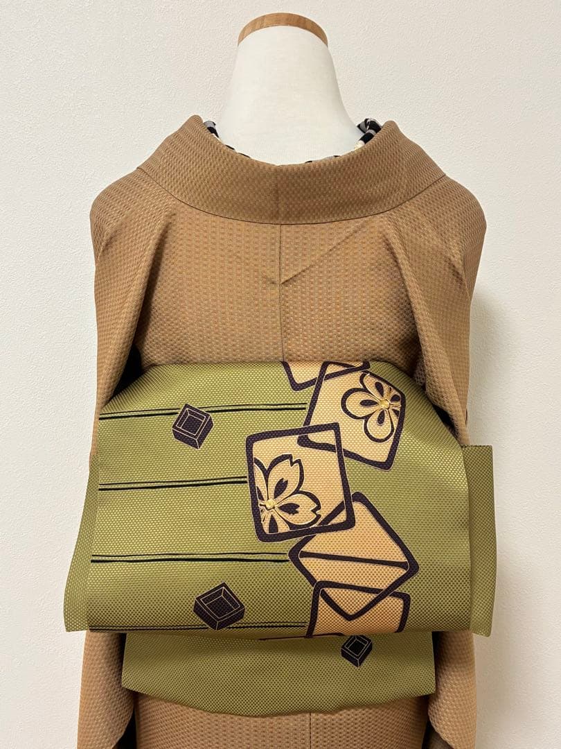 年末年始セール！　袷　紬　御召　小格子　裄67cm 正絹