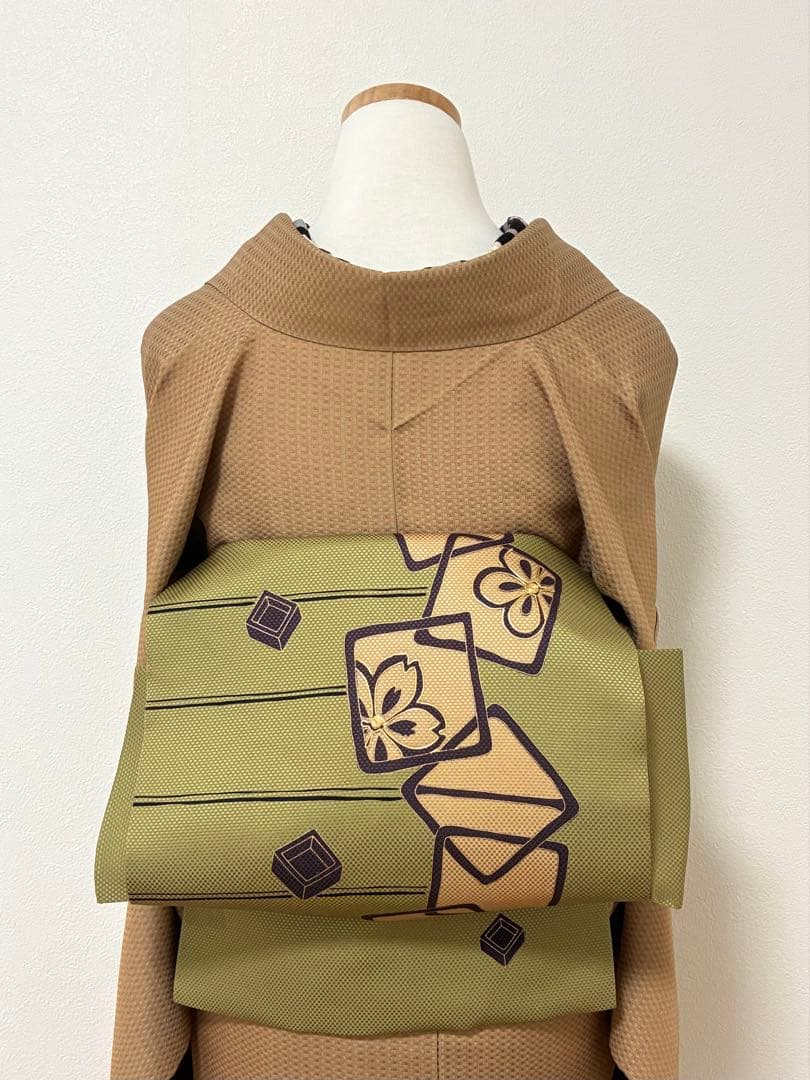 年末年始セール！　袷　紬　御召　小格子　裄67cm 正絹