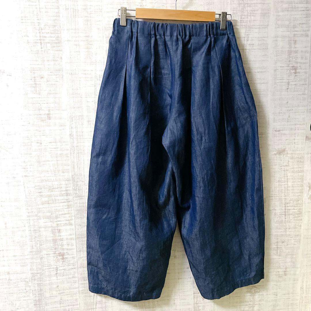 【新品】 ミズイロインド リネン ガウチョ バルーン ワイド パンツ プリーツ