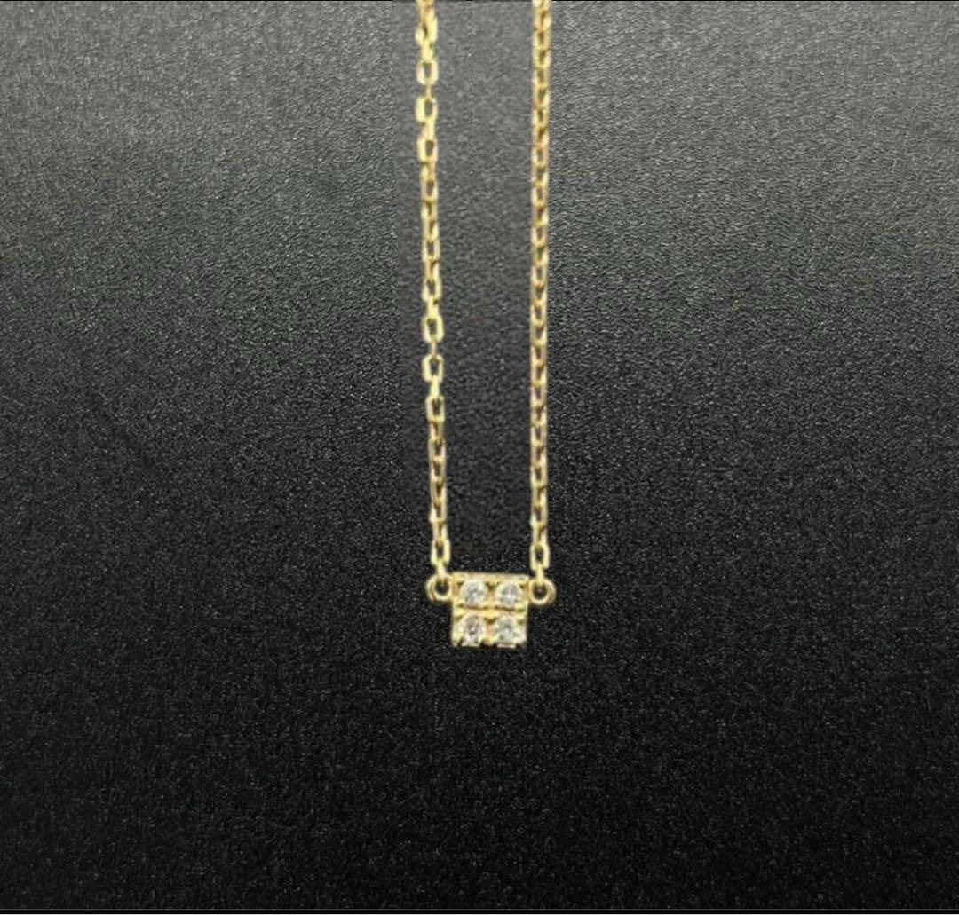 agete K18 ダイヤ ネックレス 0.02ct キューブ 18金
