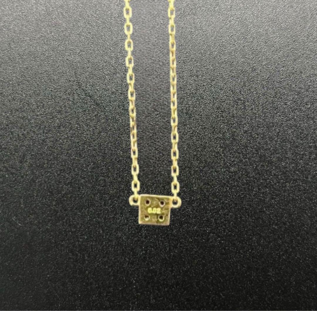 agete K18 ダイヤ ネックレス 0.02ct キューブ 18金