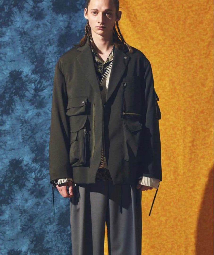 か*の様 プライムオーバーフロントジップミリタリーツイルテーラードジャケット