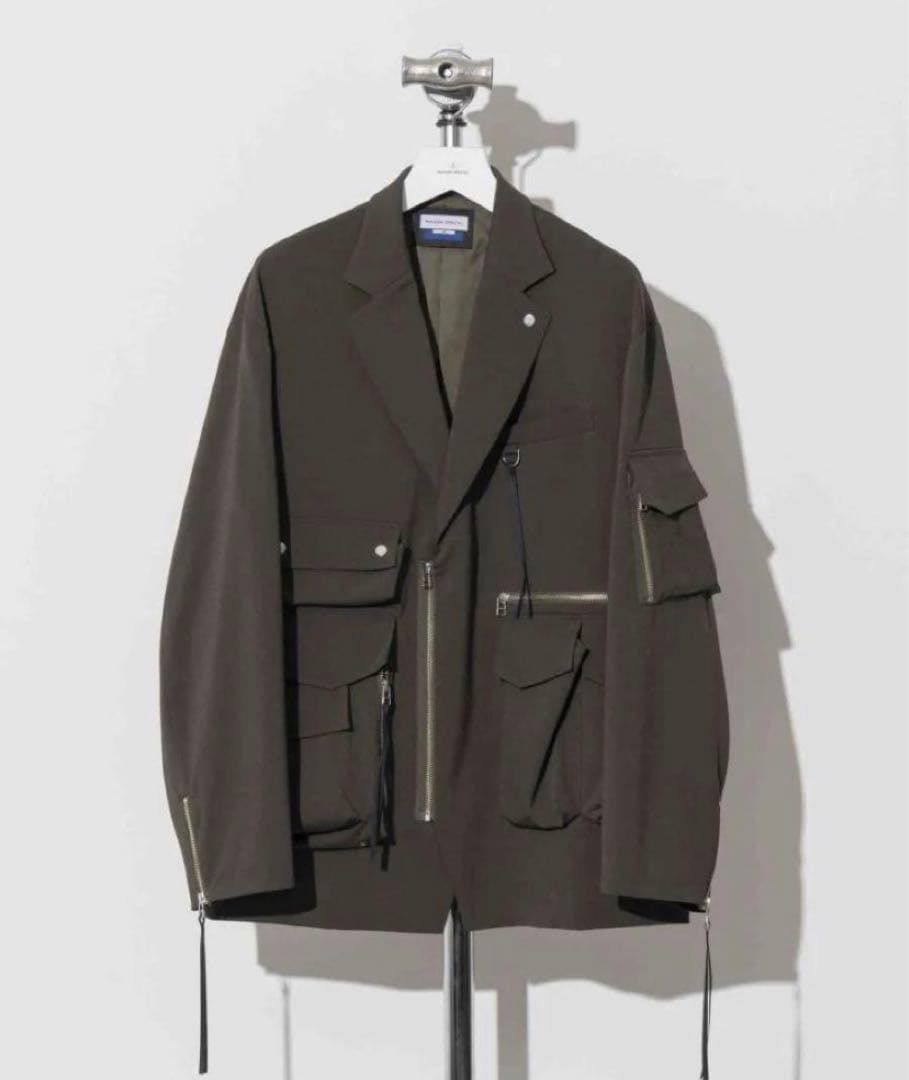 か*の様 プライムオーバーフロントジップミリタリーツイルテーラードジャケット