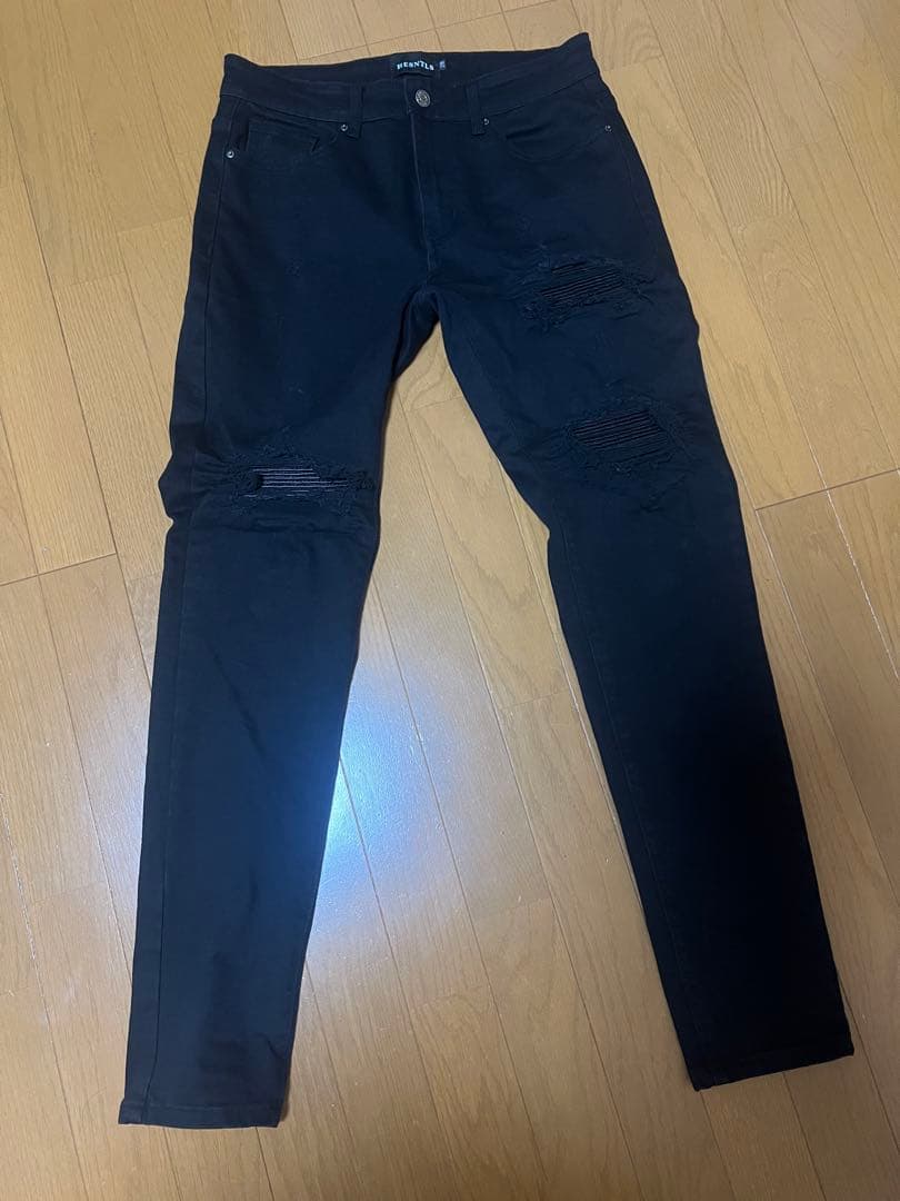 hesntls スリムフィットデニム ブラック 黒 28