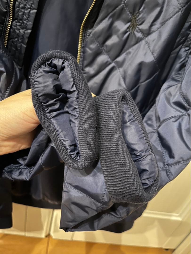 ポロラルフローレン　ネイビー キルティングジャケット　刺繍ロゴ