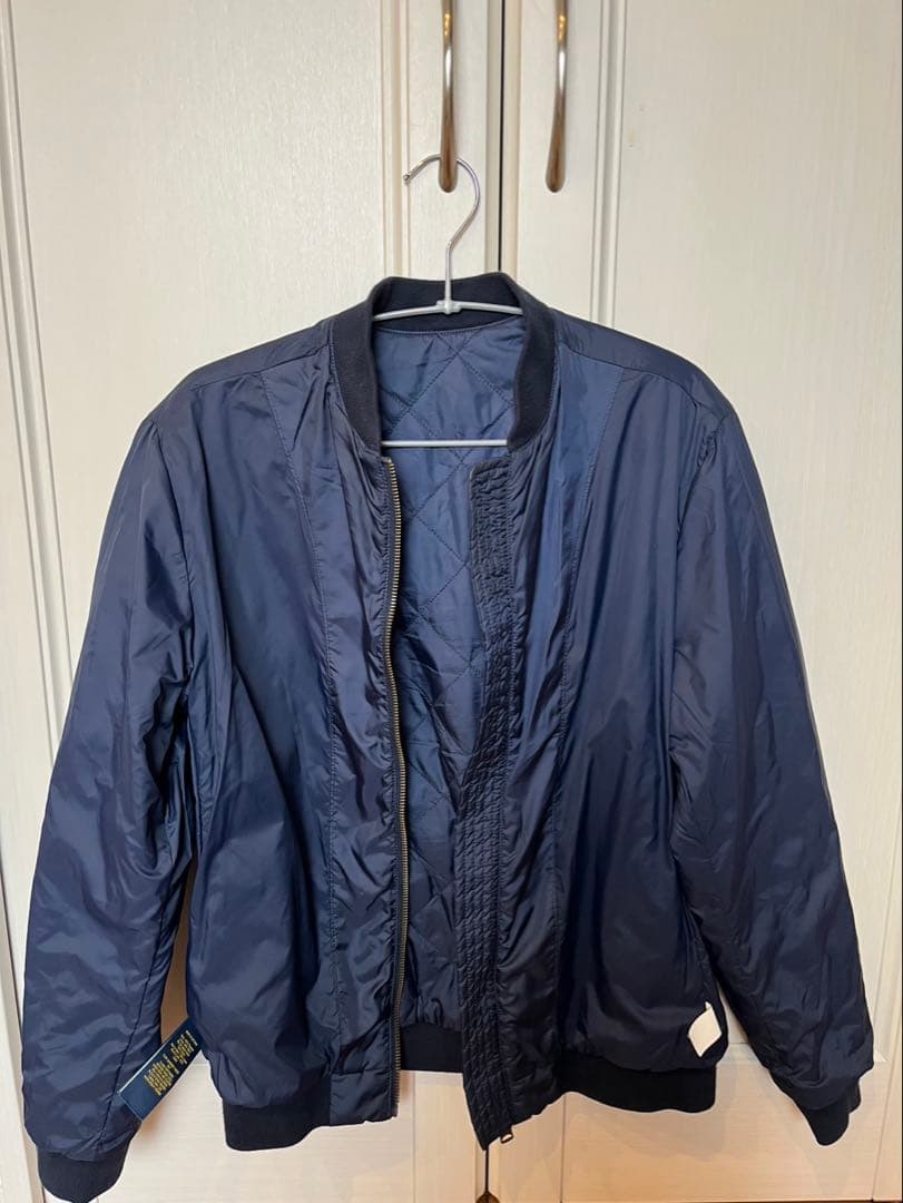 ポロラルフローレン　ネイビー キルティングジャケット　刺繍ロゴ