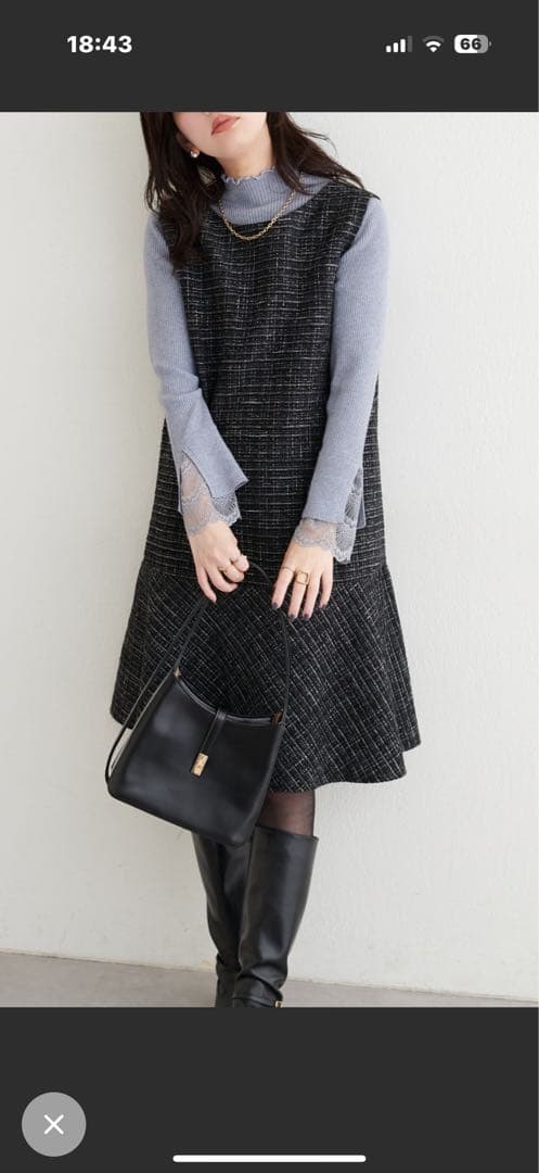 〈canami〉ツイードチェックミニワンピース