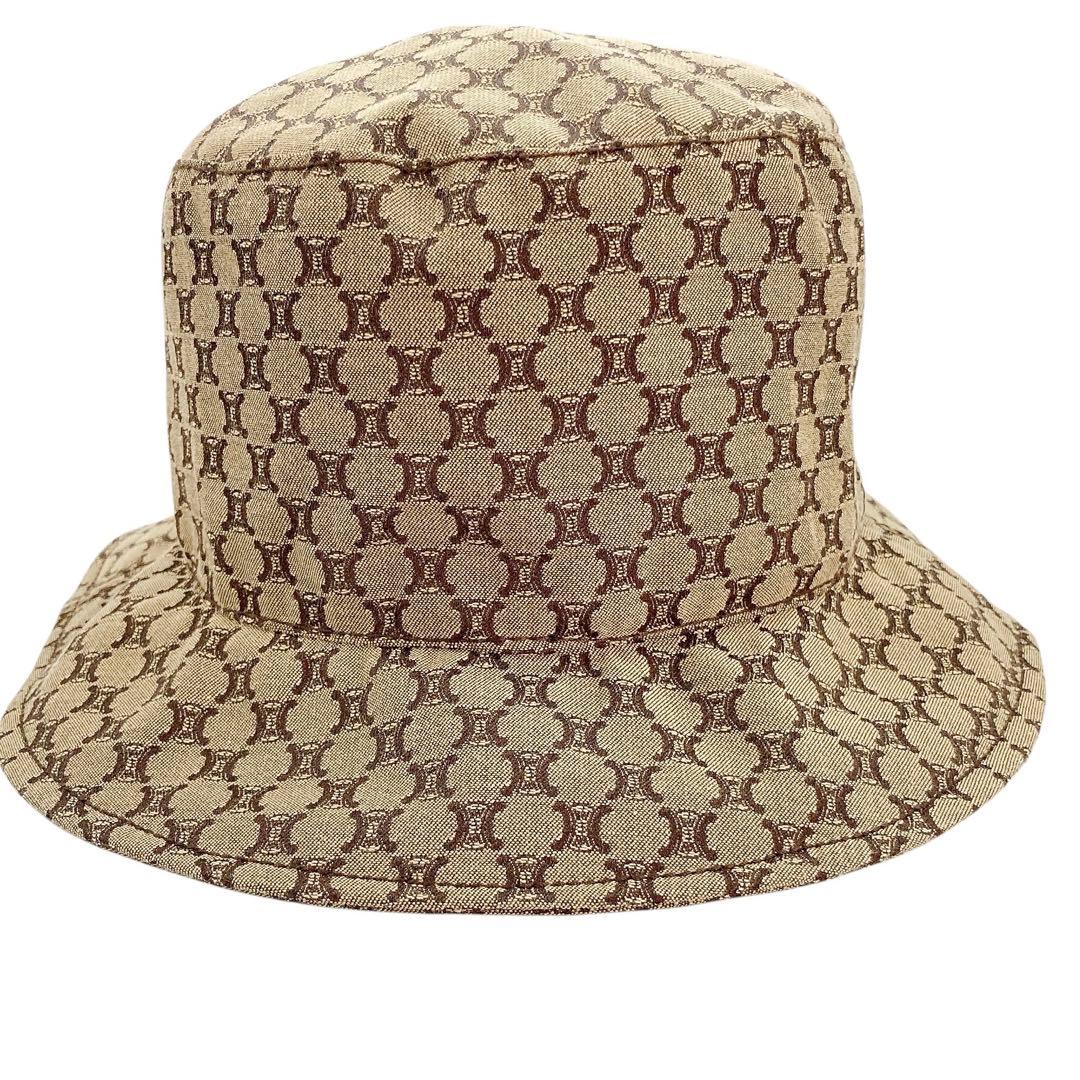 極美品✨CELINE セリーヌ　バケットハット　トリオンフ　総柄　ベージュ系
