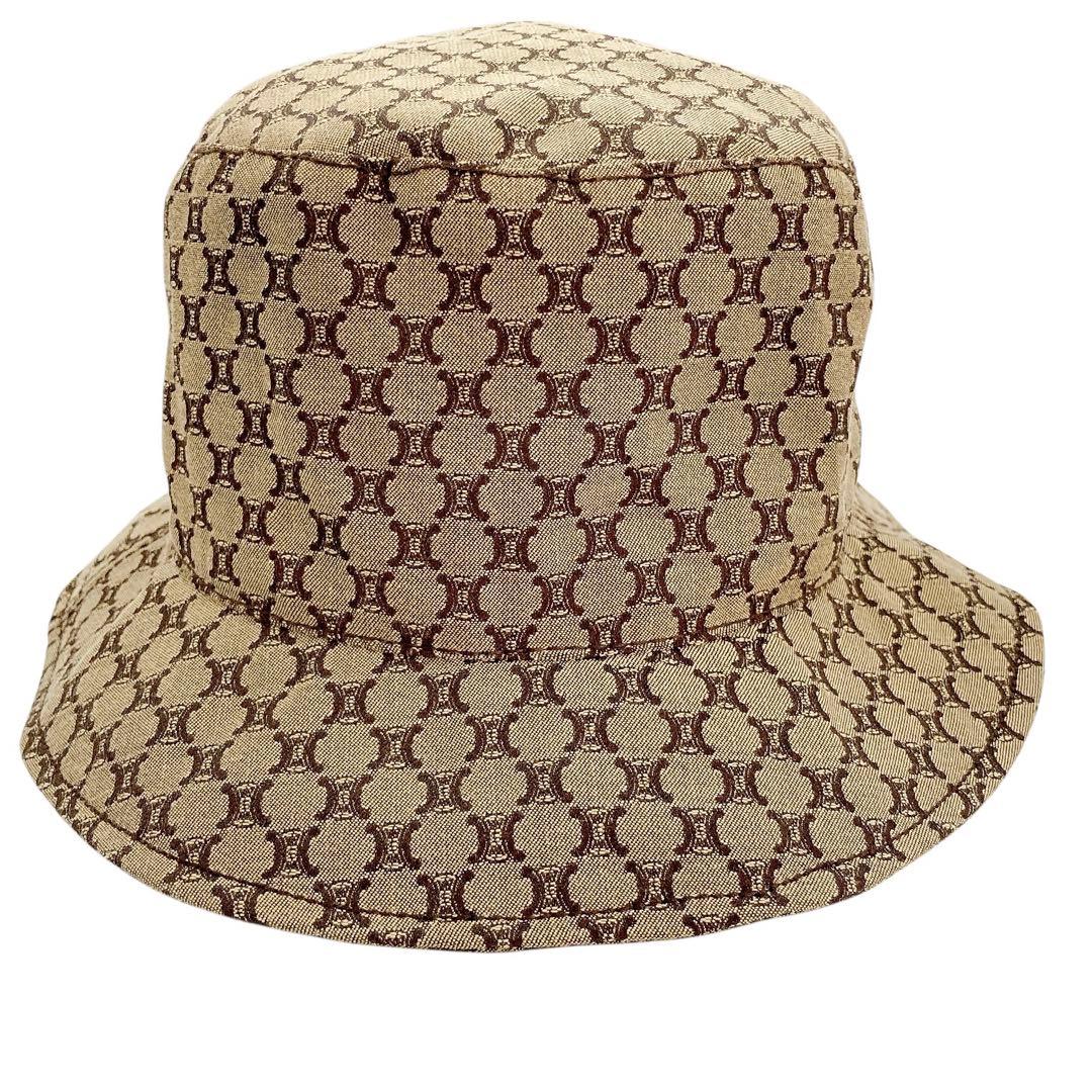 極美品✨CELINE セリーヌ　バケットハット　トリオンフ　総柄　ベージュ系