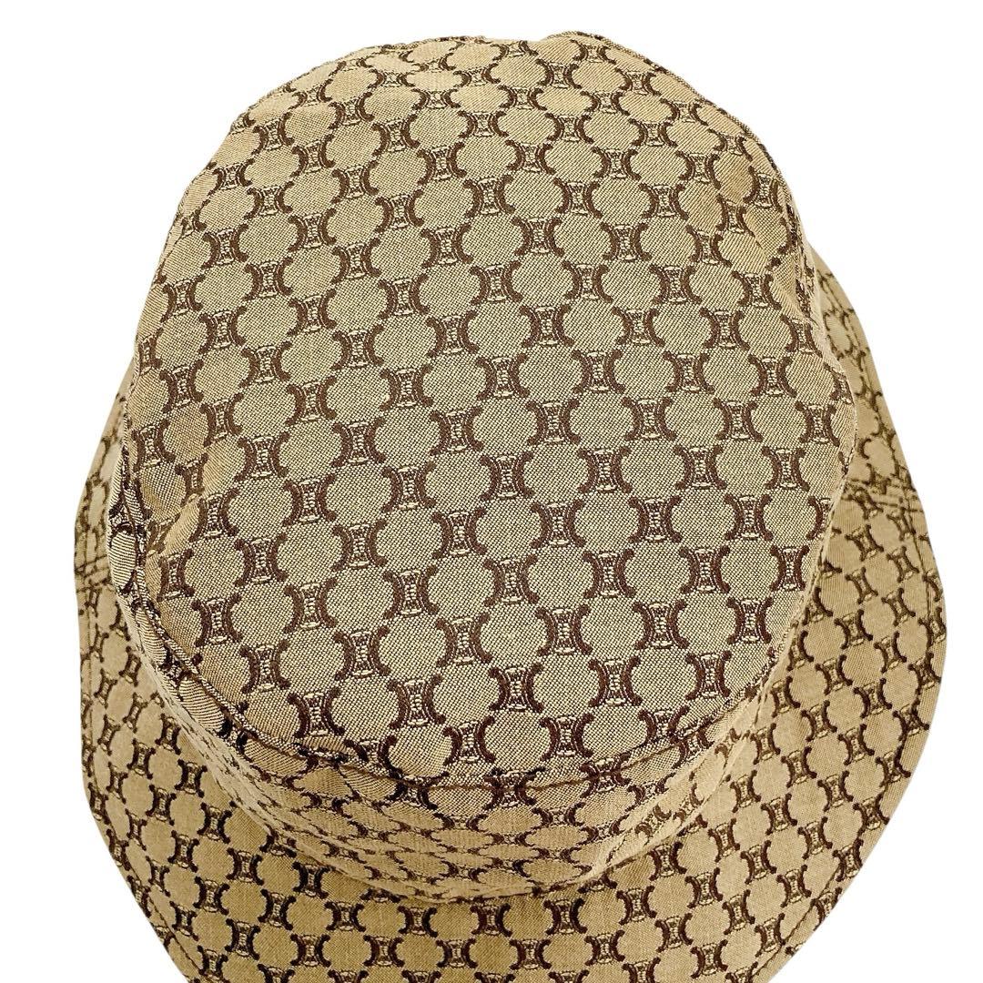 極美品✨CELINE セリーヌ　バケットハット　トリオンフ　総柄　ベージュ系