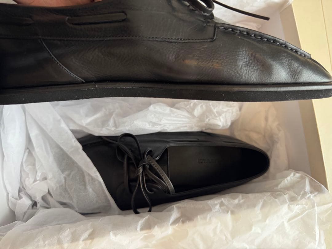 靴 auralee soft leather deck shoes 27.5