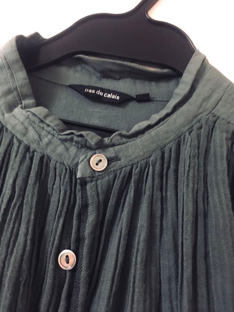 【美品】パドカレ　ブラウス　シャツ　グリーン　コットン