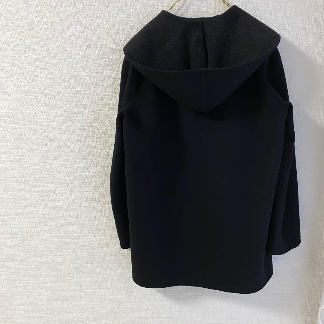 23区 ソフトリバーフーテッドコート　38 ブラック　黒