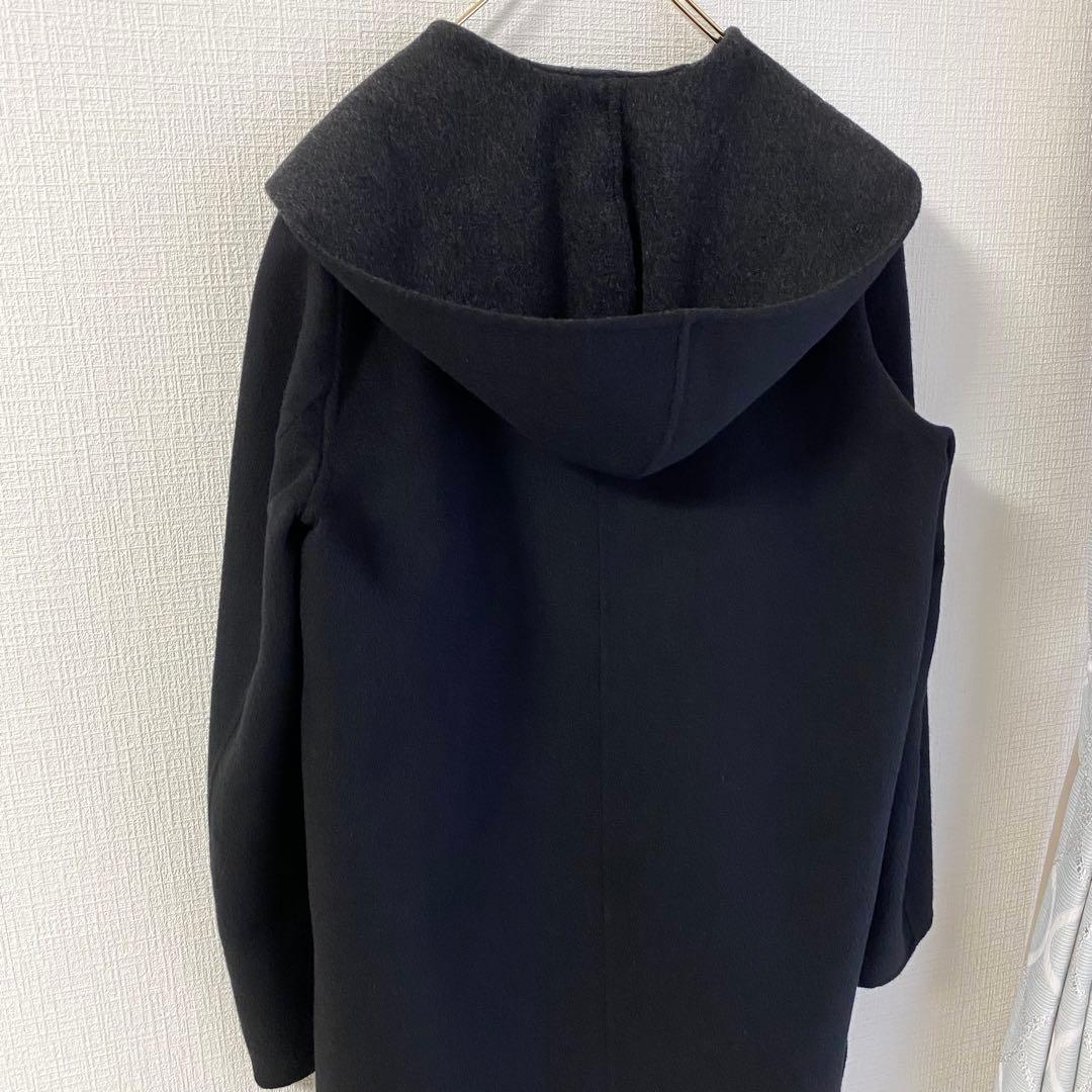 23区 ソフトリバーフーテッドコート　38 ブラック　黒