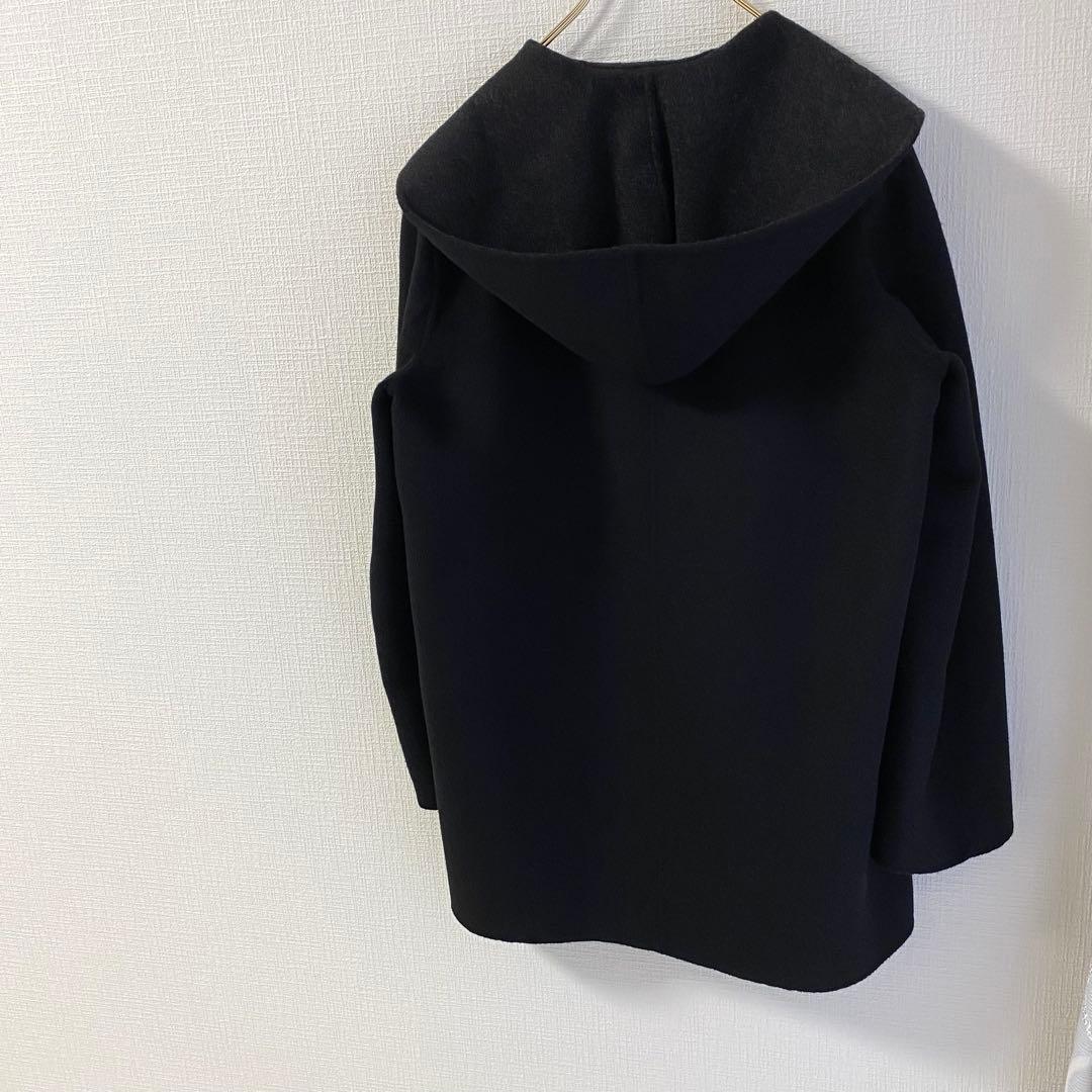 23区 ソフトリバーフーテッドコート　38 ブラック　黒