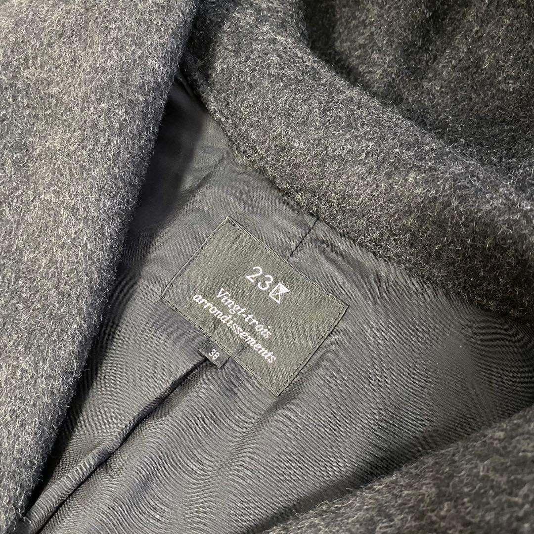 23区 ソフトリバーフーテッドコート　38 ブラック　黒