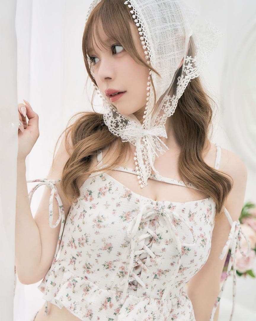 ミシェルマカロン　フラワーフリルビキニ　水着