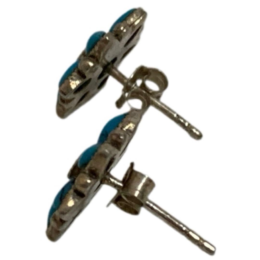 VINTAGE SILVER 925刻印 ターコイズ マーカサイト装飾 ピアス