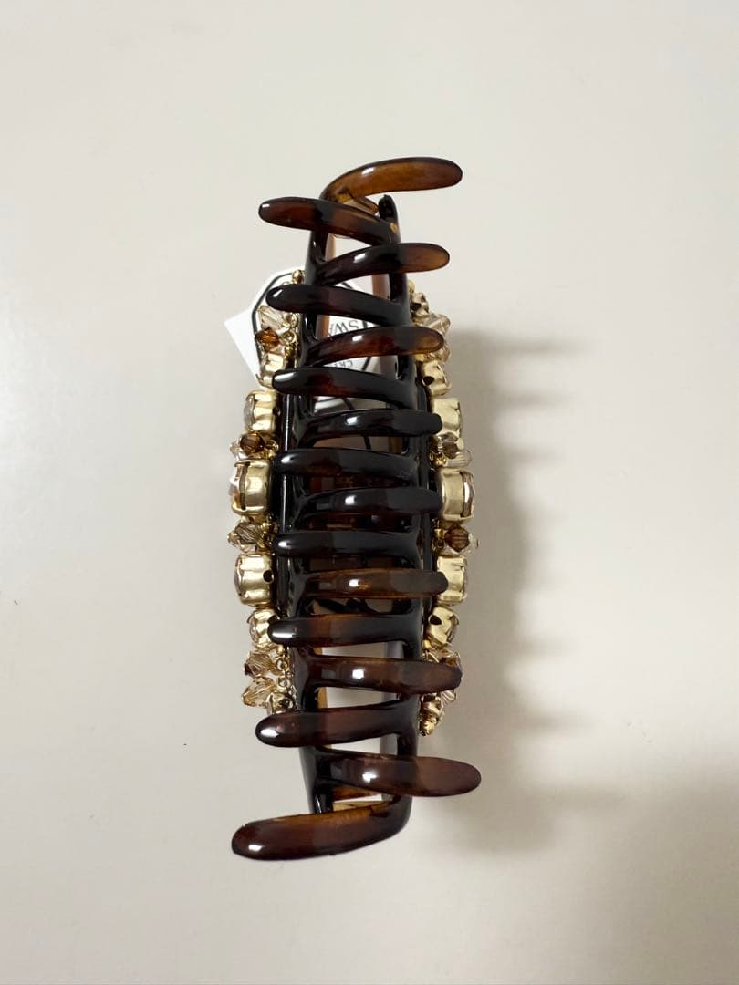 【新品】コンプレックスビズ　ラインドストーン バンスクリップ(ライトブラウン)