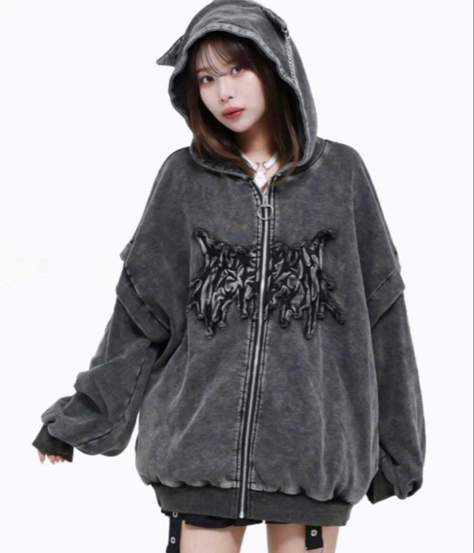 REFLEM レフレム 猫耳ZIPパーカー ジップパーカー フェード加工 人気