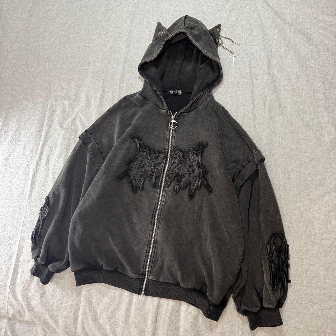 REFLEM レフレム 猫耳ZIPパーカー ジップパーカー フェード加工 人気